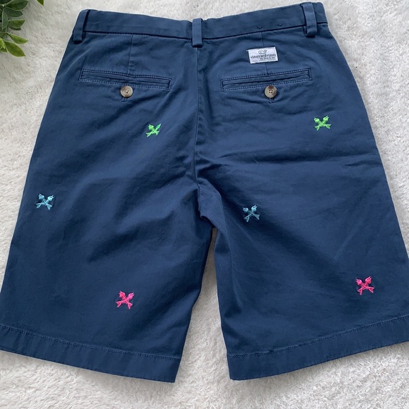 Vineyard Vines Crossed Fishbone Breaker Shorts Boys 12 EUC Navy Blue - Picture 7 of 10